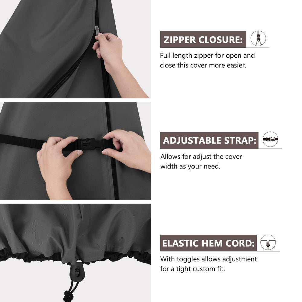 ULTCOVER umbrella cover with heavy-duty clips and straps