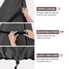 ULTCOVER umbrella cover with heavy-duty clips and straps