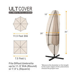 ULTCOVER umbrella cover with zipper closure and fiberglass pole