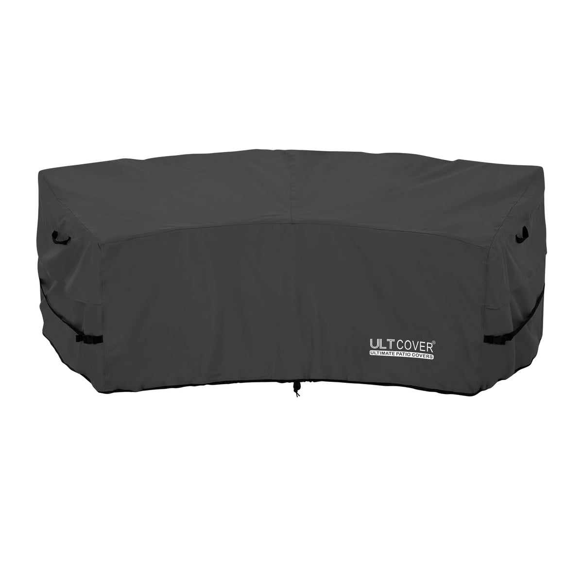 ULTCOVER Waterproof 2-3 Seater Patio Curved Sectional Sofa Cover in Black - Front View