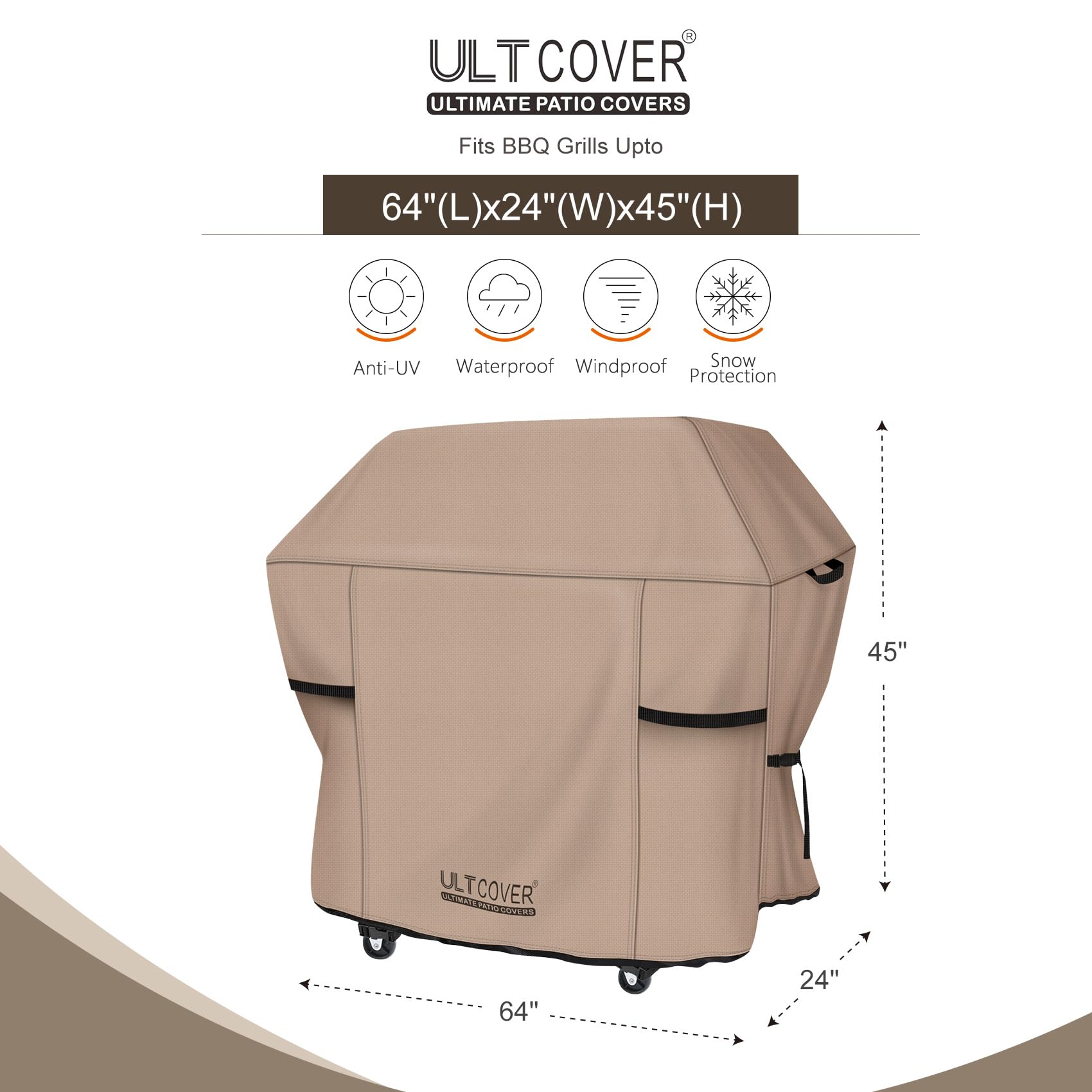 ULTCOVER Waterproof BBQ Grill Cover 64 inch side view