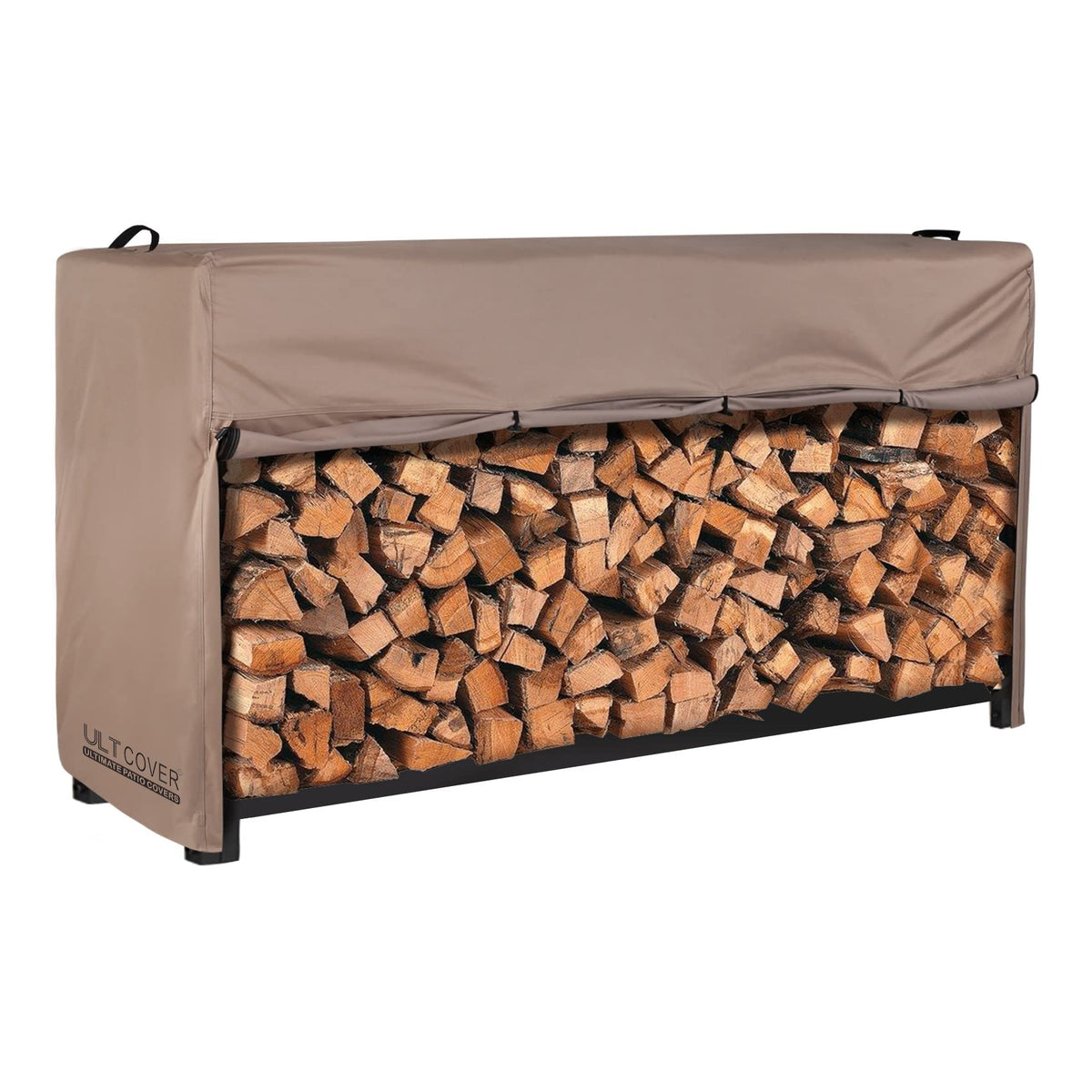 ULTCOVER Waterproof Firewood Racks Cover 8 Feet, Brown front view