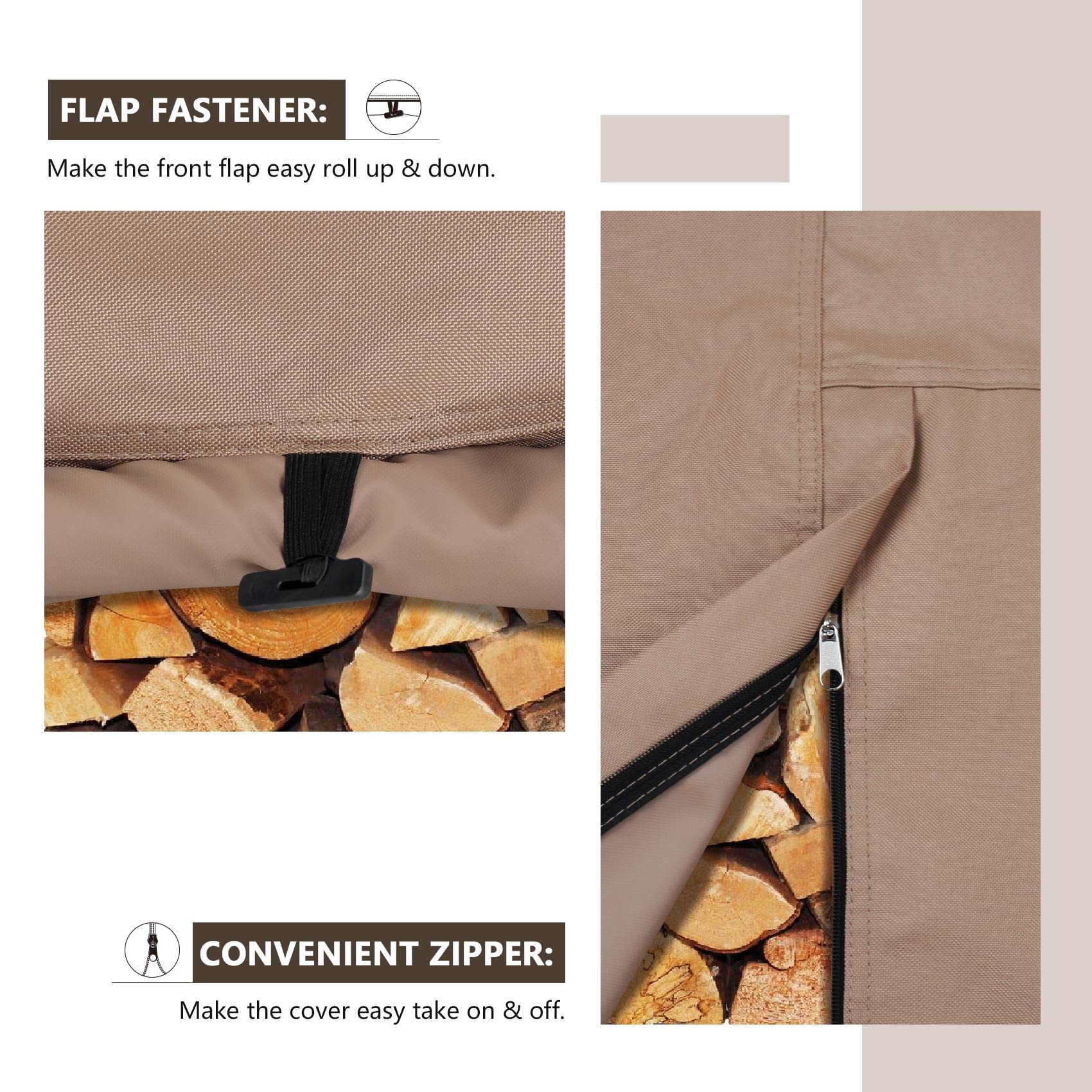 ULTCOVER Waterproof Firewood Racks Cover 8 Feet in a garden setting
