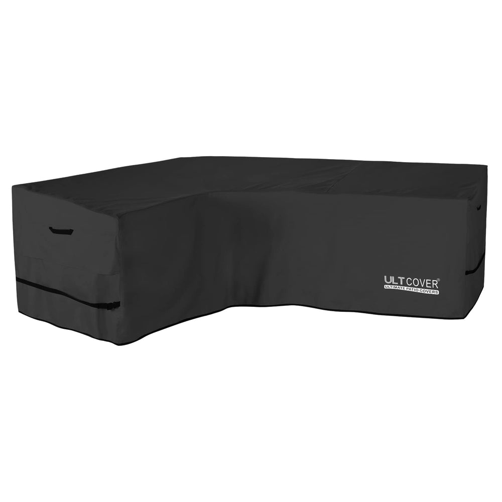 ULTCOVER Waterproof L-Shaped Sofa Cover front view in black