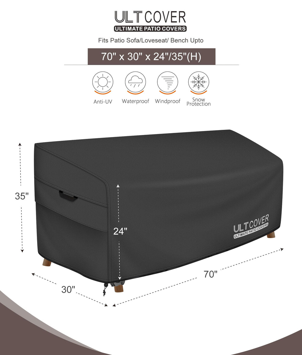 ULTCOVER Waterproof Outdoor Bench Cover side view