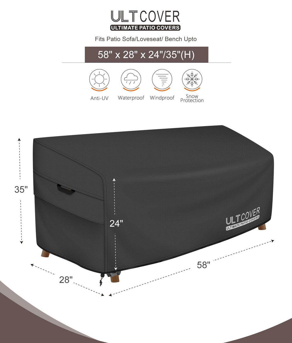 ULTCOVER Waterproof Outdoor Bench Cover side view