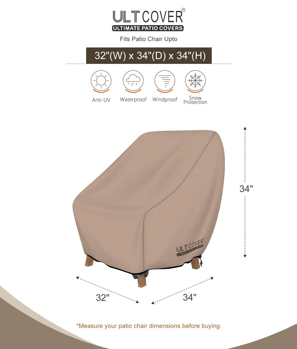 ULTCOVER Waterproof Patio Chair Cover side view showcasing fit