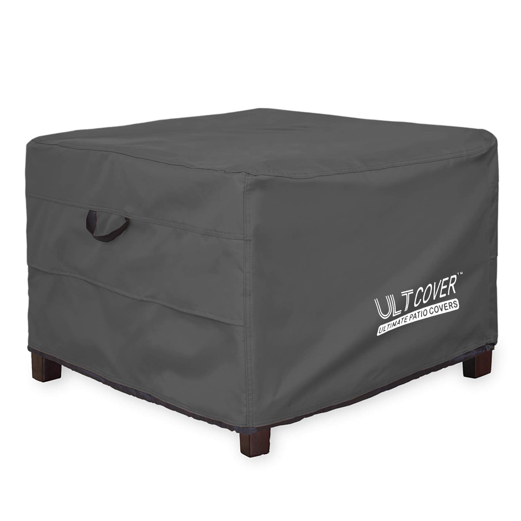ULTCOVER Waterproof Patio Ottoman Cover 24x24 inch, black front view