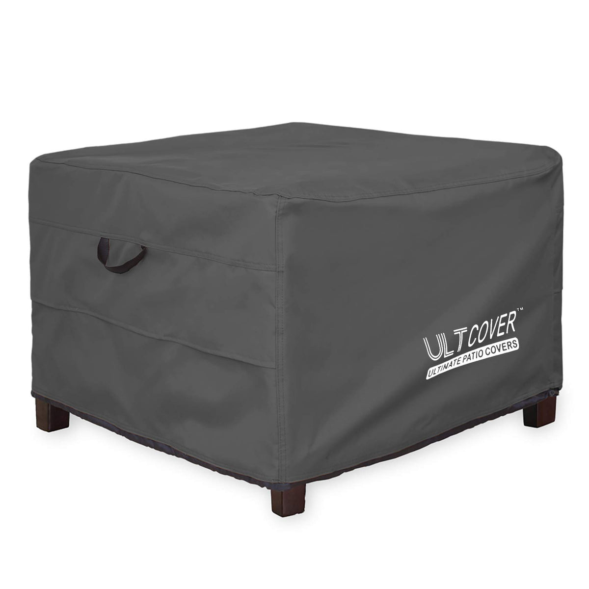 ULTCOVER Waterproof Patio Ottoman Cover 24x24 inch, black front view
