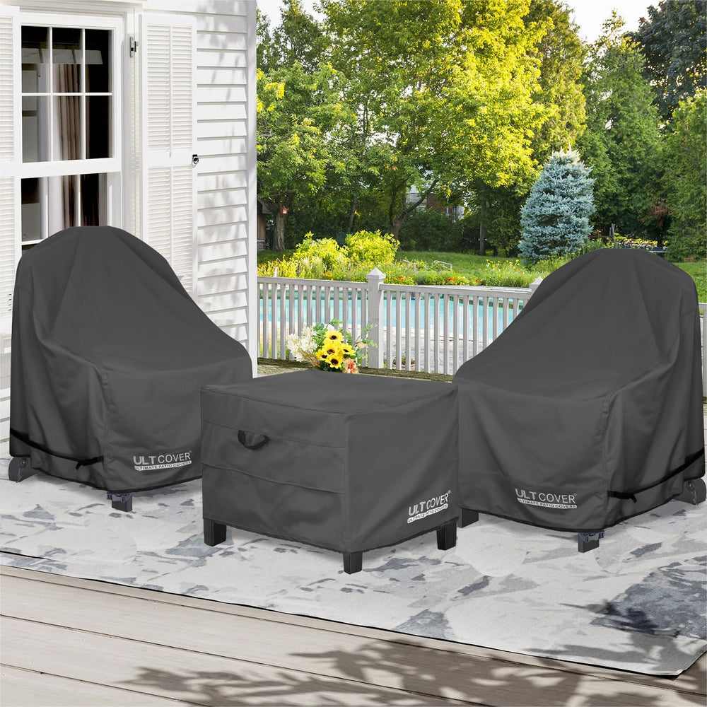 ULTCOVER Waterproof Patio Ottoman Cover 24x24 inch, black packaging