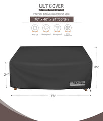ULTCOVER Waterproof Patio Sofa Cover 76" x 40" Black side view