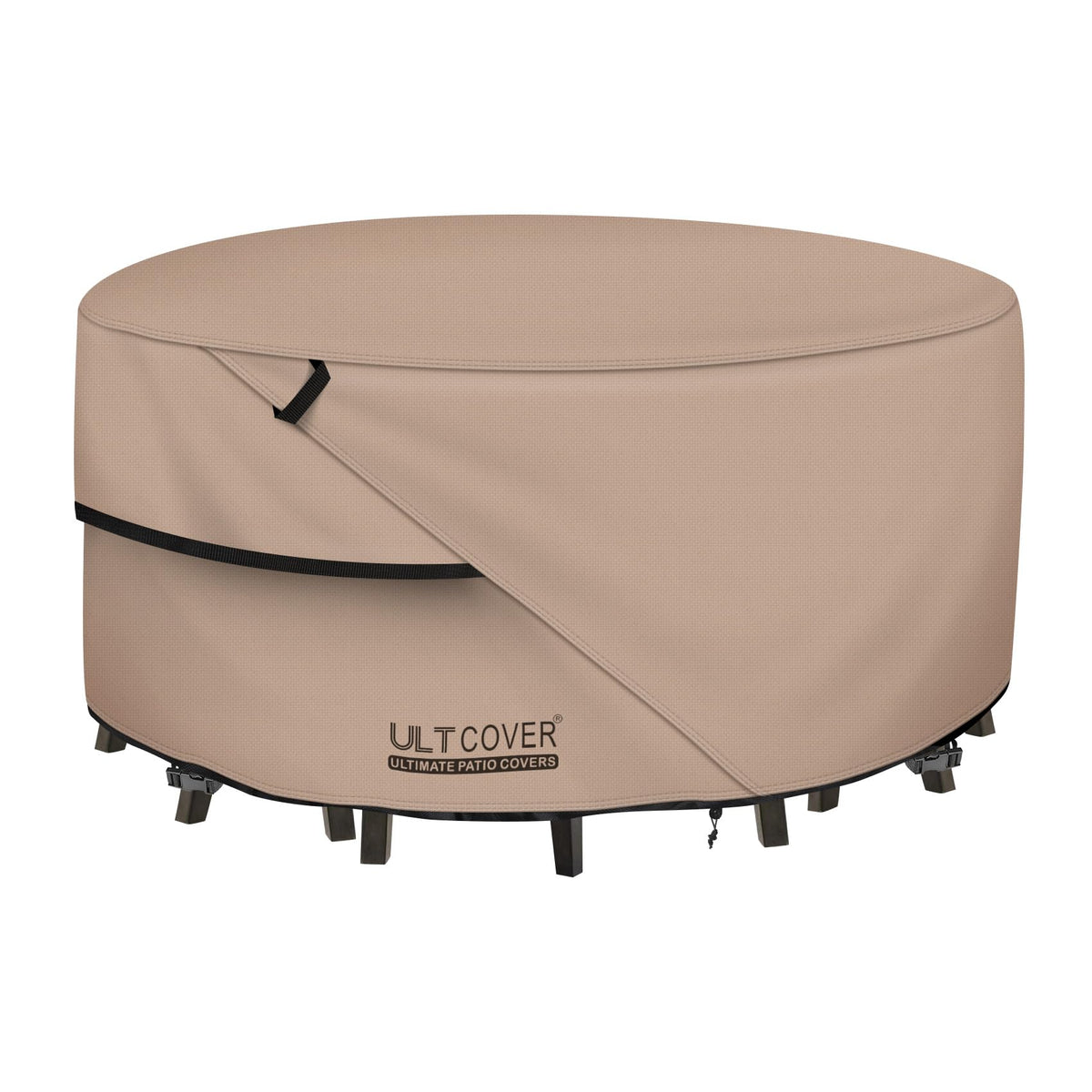 ULTCOVER Waterproof Round Patio Table Cover 48 inch, brown front view