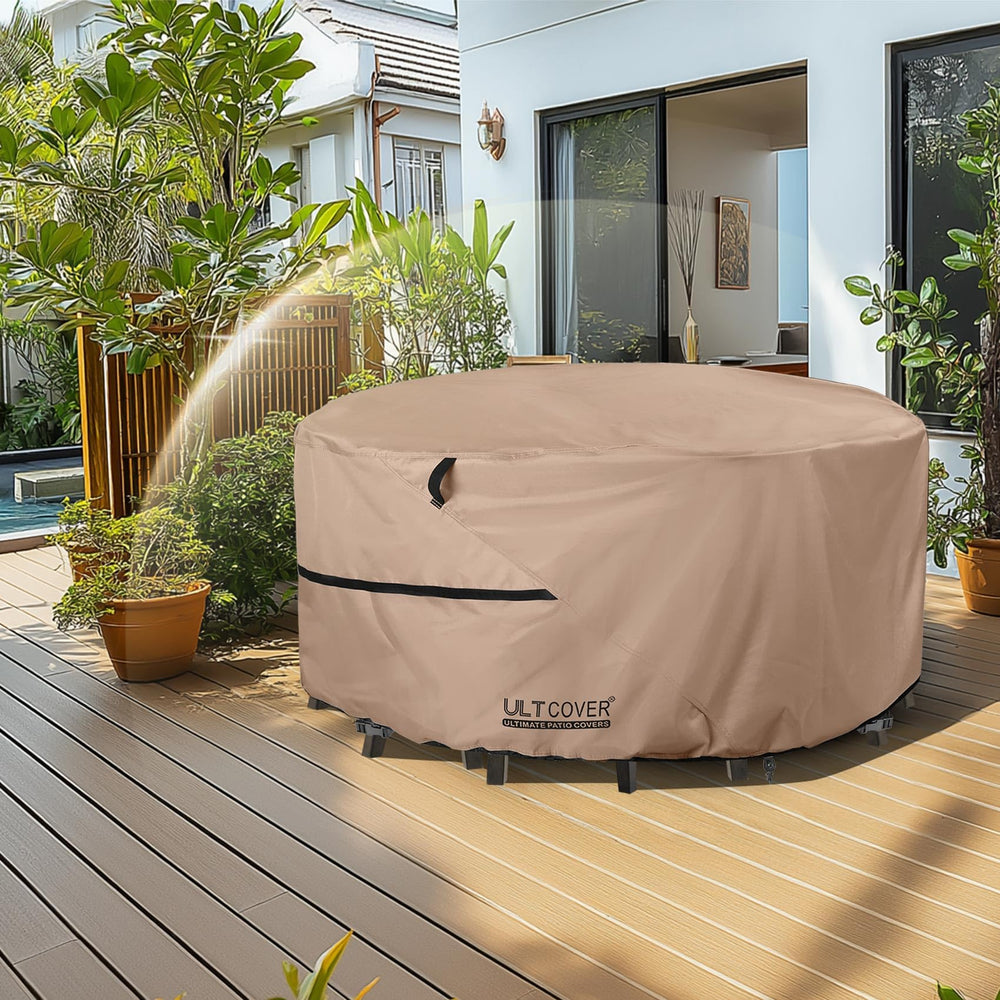 ULTCOVER Waterproof Round Patio Table Cover 48 inch in garden setting