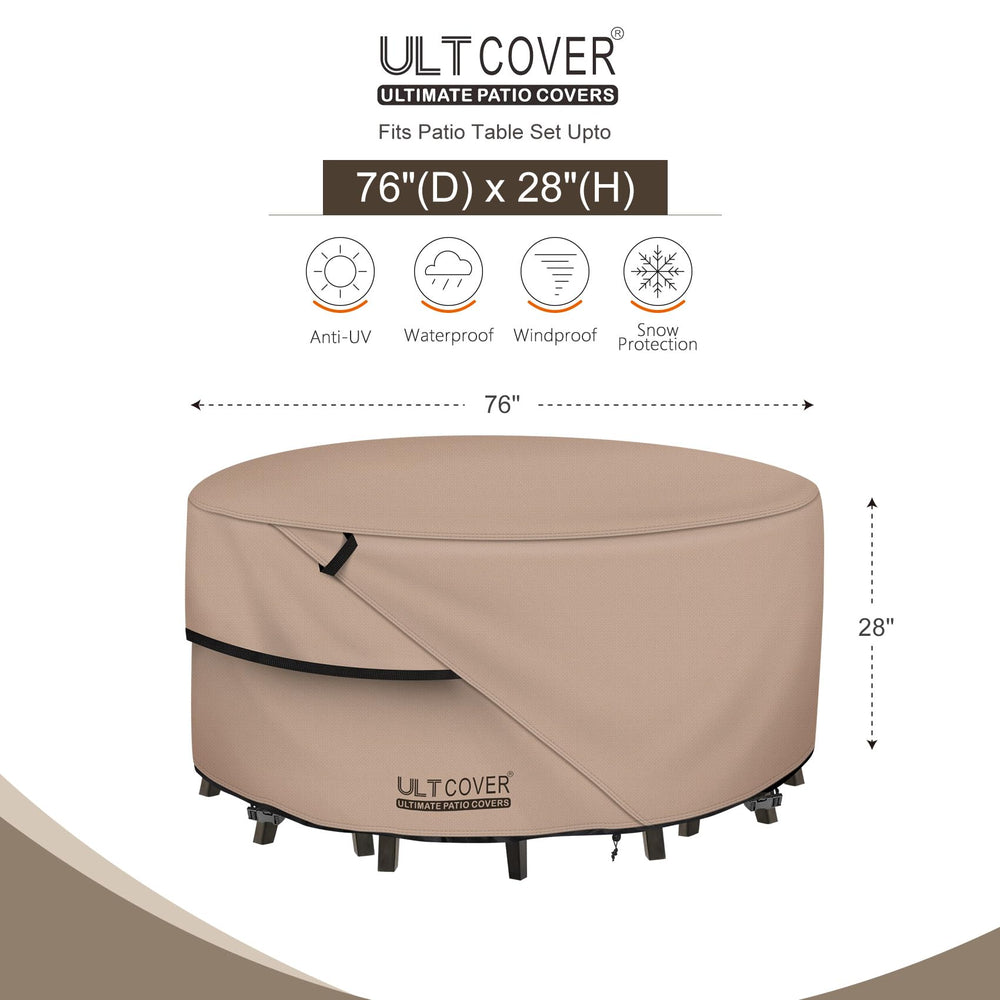 ULTCOVER Waterproof Round Patio Table Cover 76 inch, side view