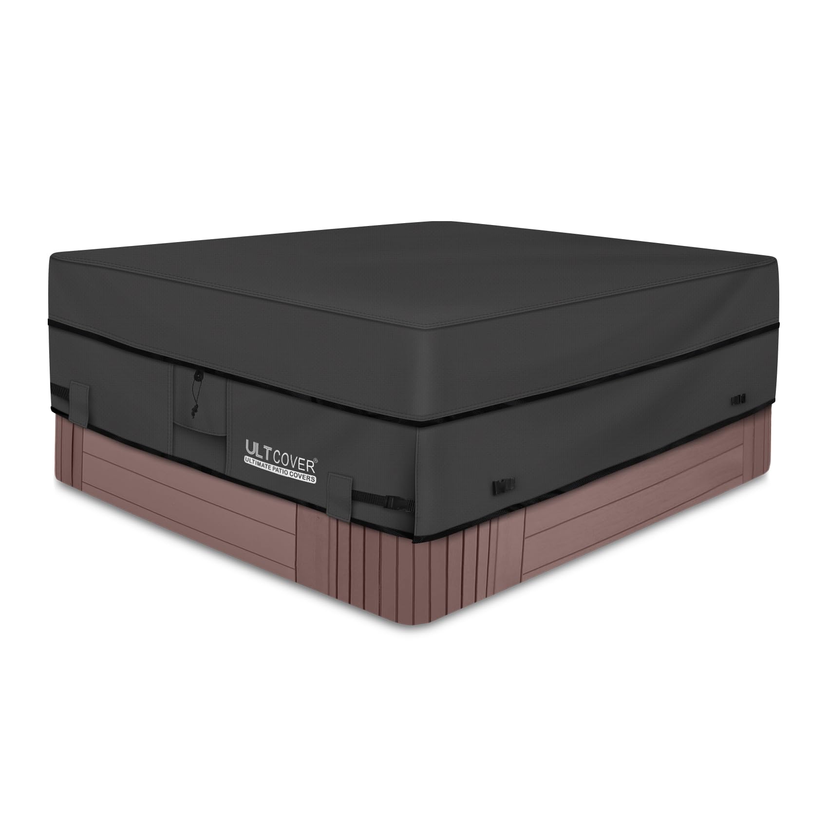 ULTCOVER Waterproof Square Hot Tub Cover 85 inch black front view