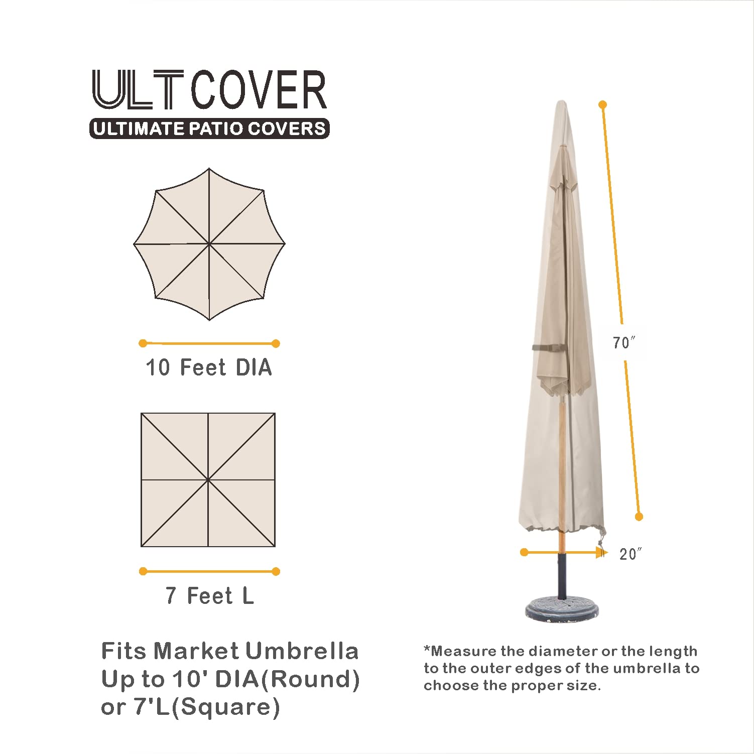 ULTCOVER Waterproof Umbrella Cover with zipper closure