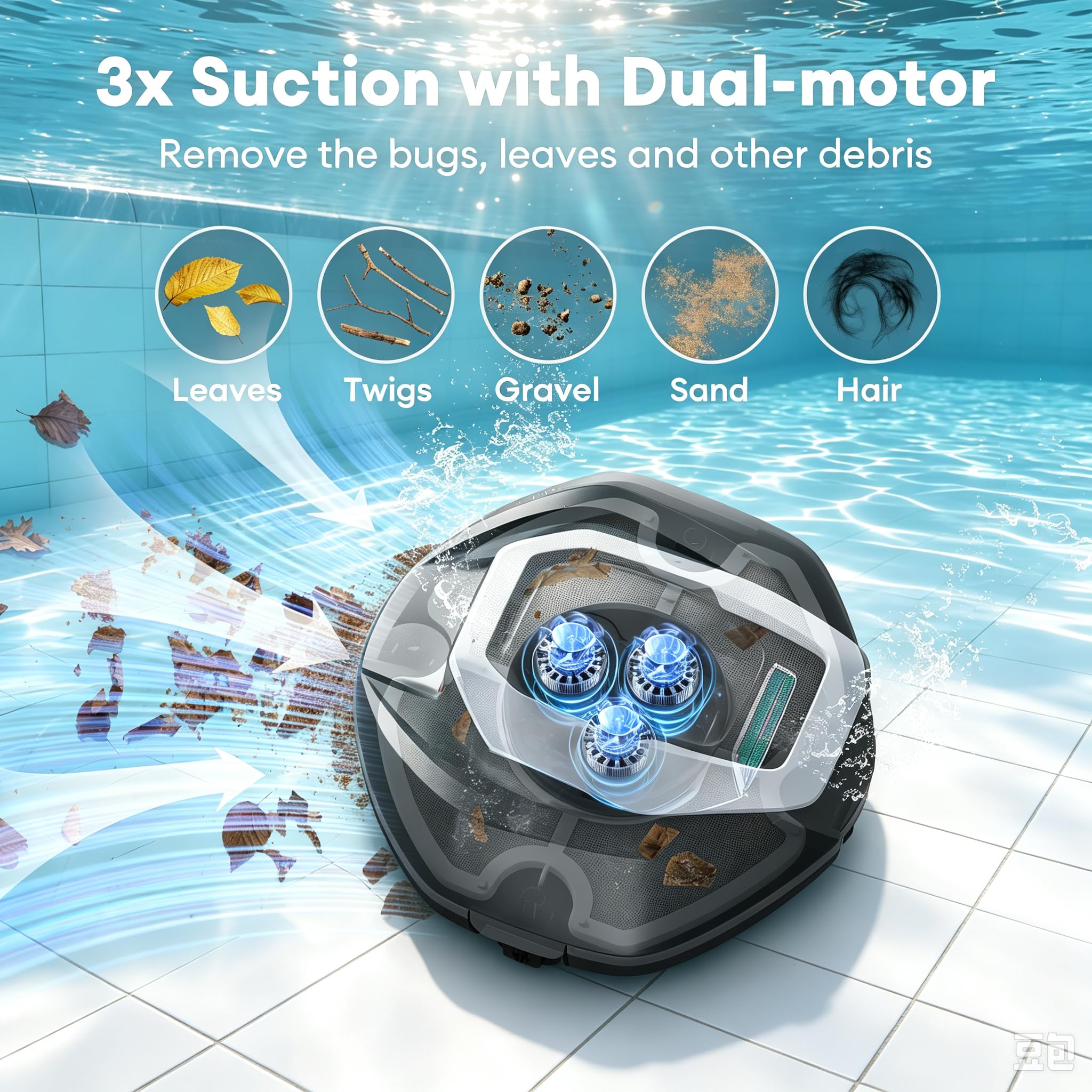 Ultenic Cordless Robotic Pool Cleaner in action in a pool
