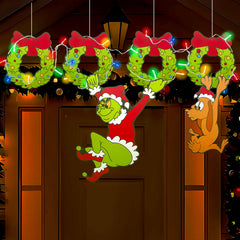 ULTHOOL Outdoor Christmas Fence Decorations with LED lights, green colour