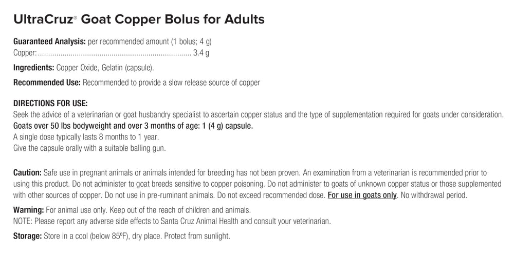 UltraCruz Goat Copper Bolus Supplement with goats in the background