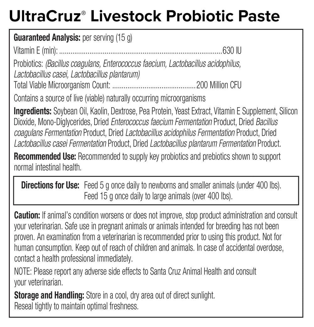 UltraCruz Probiotic Paste 60 ml tube back view