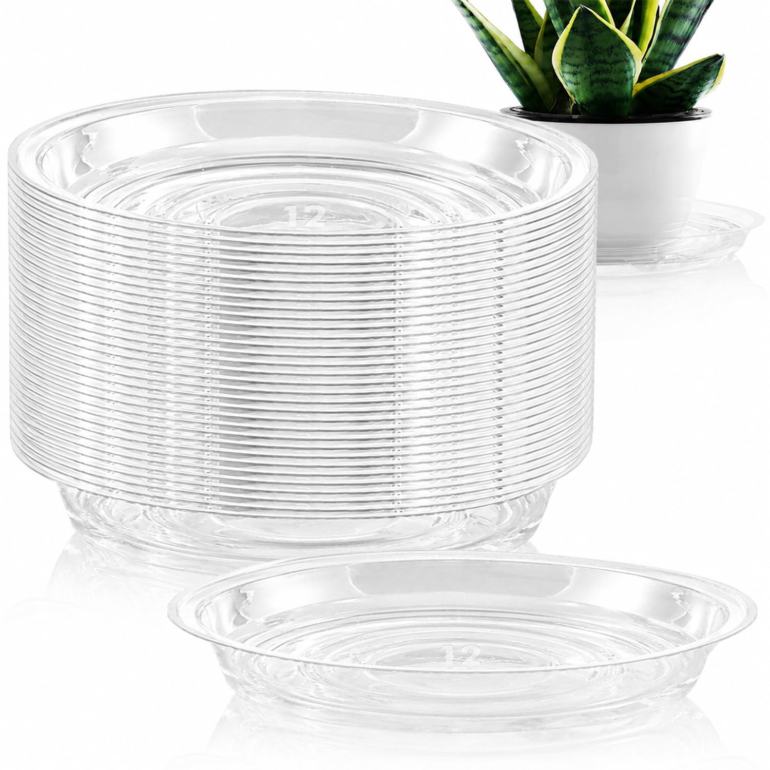 UltraOutlet 12 inch clear plant saucer front view