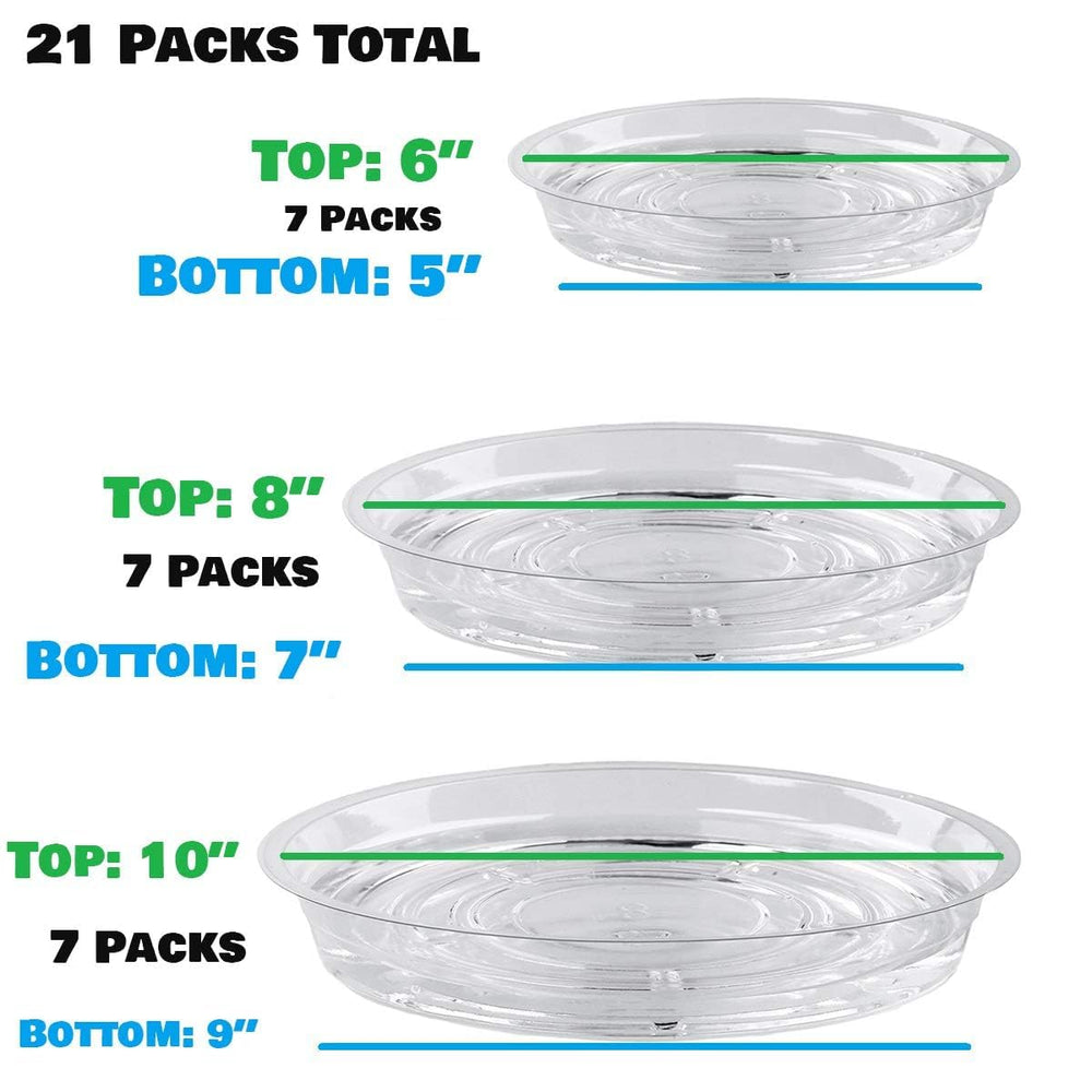 UltraOutlet 21 Pack Clear Plastic Plant Saucer 10 inch with water