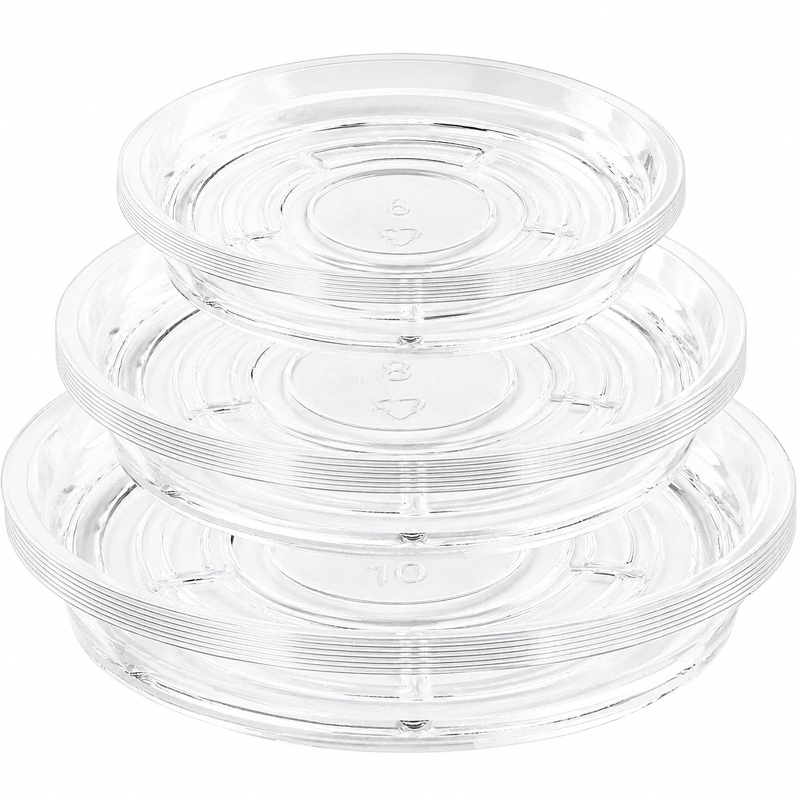 UltraOutlet 21 Pack Clear Plastic Plant Saucer 6 inch front view