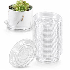 UltraOutlet 40 Pack clear plant saucers front view