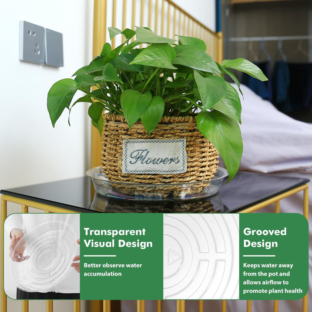 UltraOutlet plant saucer with colored pebbles inside