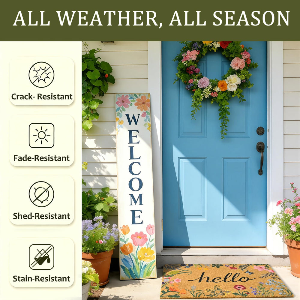 ULTSOFE Floral Door Mat with Dirt Scraping Feature