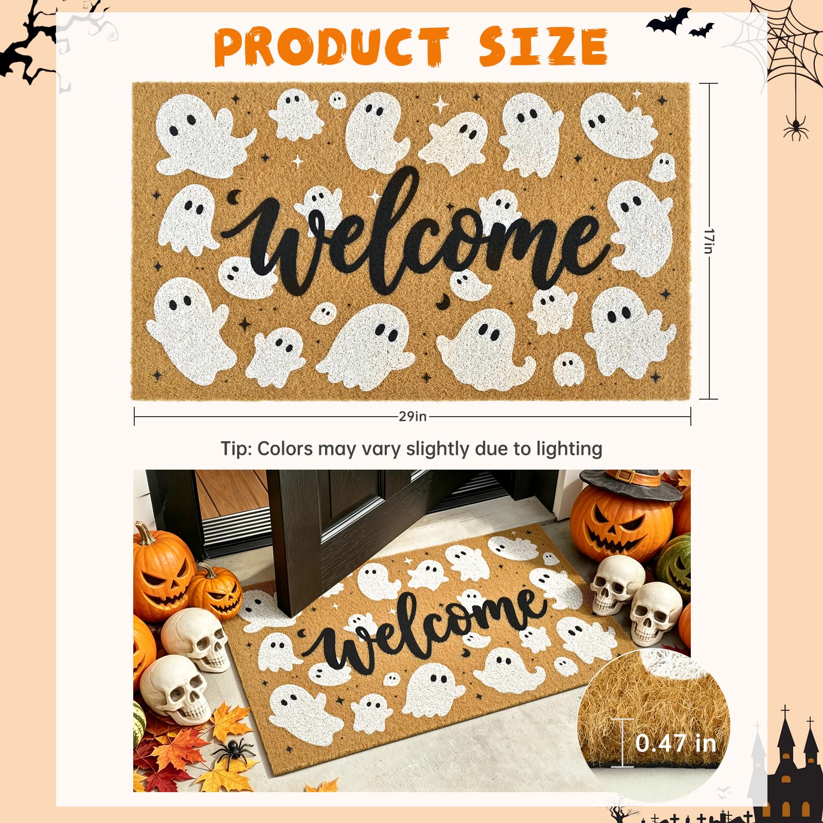 ULTSOFE Halloween Welcome Mat in outdoor setting