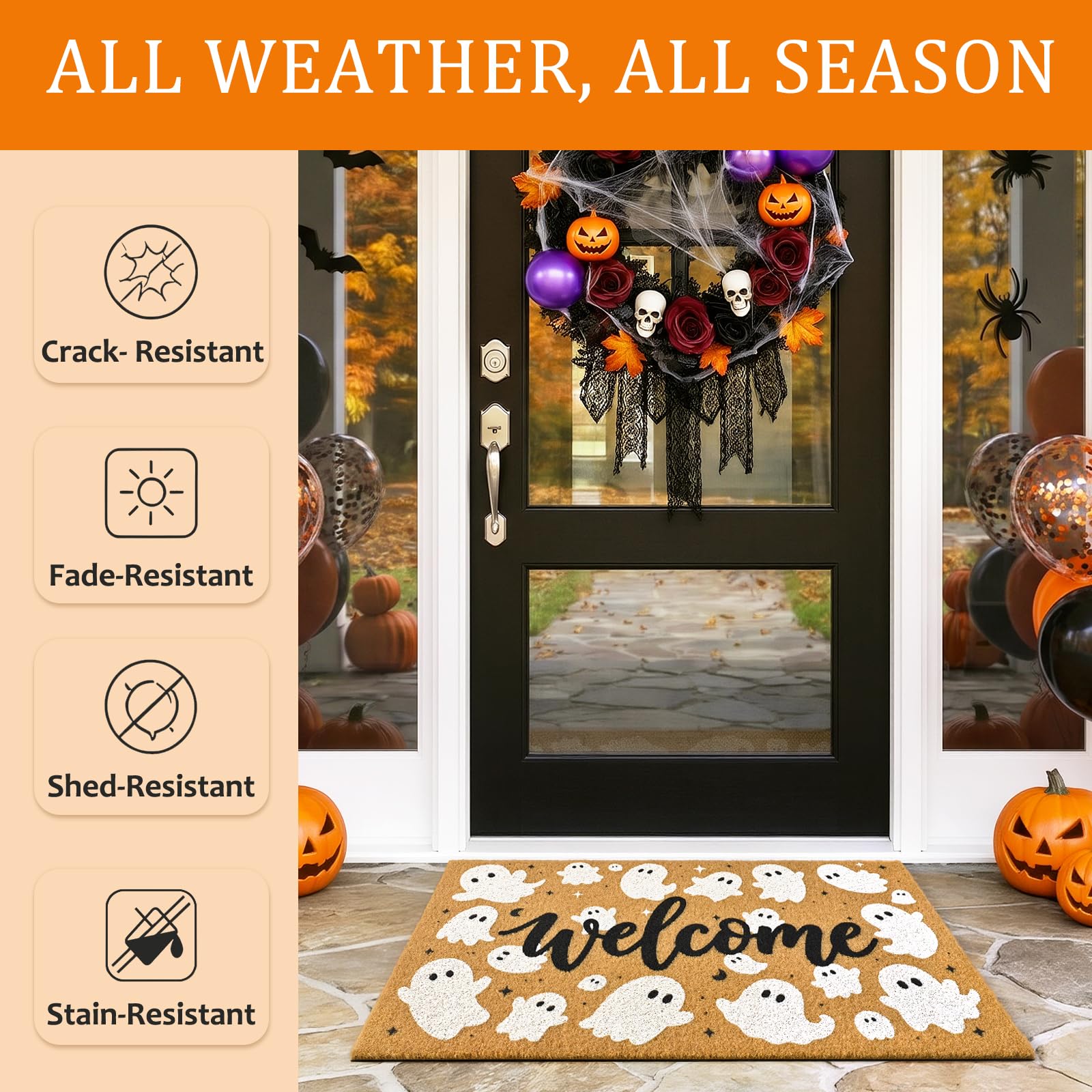 ULTSOFE Halloween Welcome Mat on porch