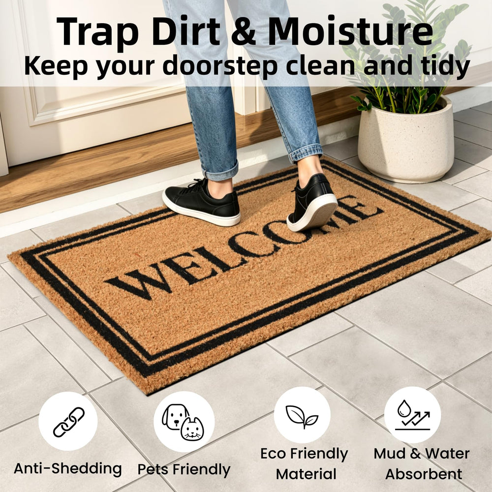 ULTSOFE Natural Coir Welcome Door Mat on outdoor patio