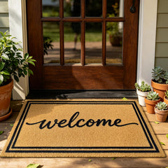 ULTSOFE Non-Slip Welcome Doormat front view showing welcome design