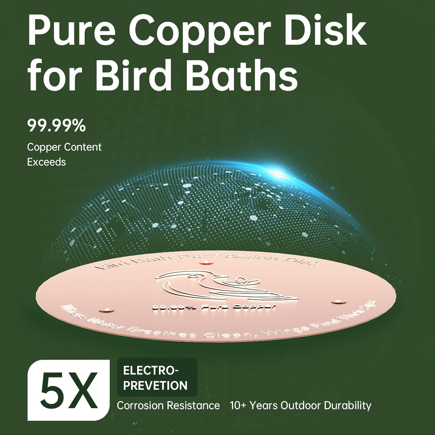 Ulycon copper disc placed in a birdbath