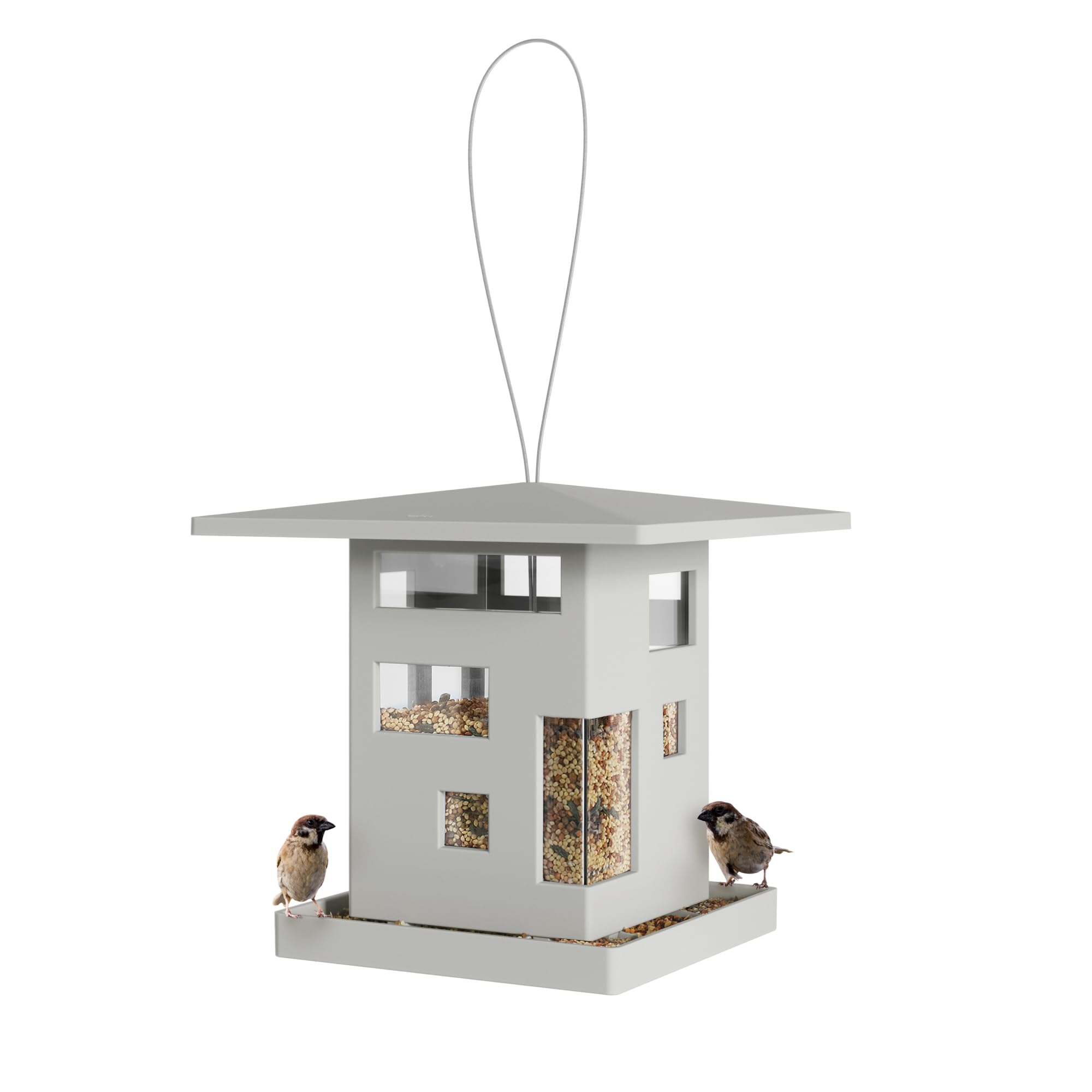 Umbra Bird Cafe Bird Feeder grey model front view