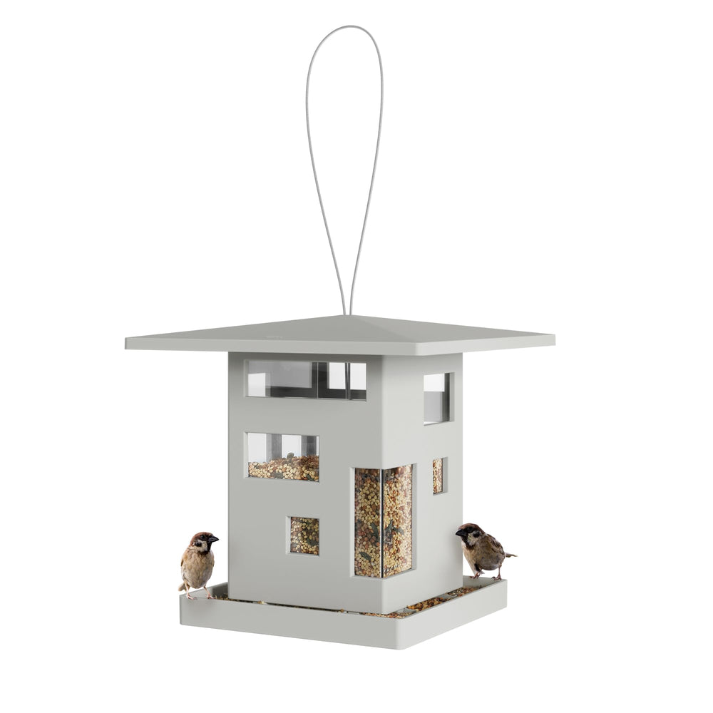 Umbra Bird Cafe Bird Feeder grey model front view