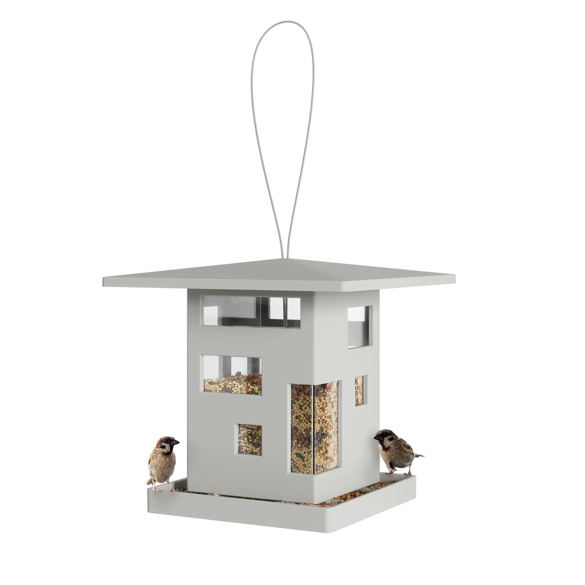 Umbra Bird Cafe Bird Feeder grey model front view