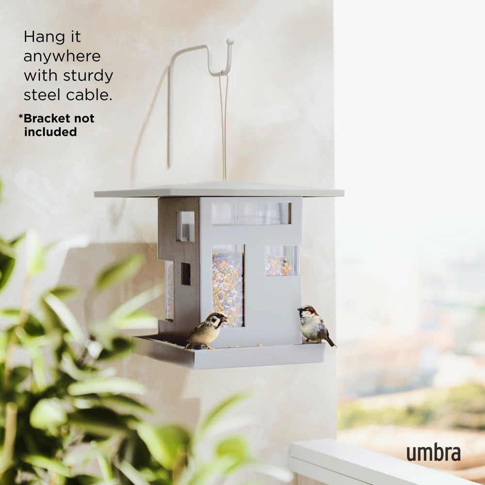 Umbra Bird Cafe Bird Feeder side view with steel cable