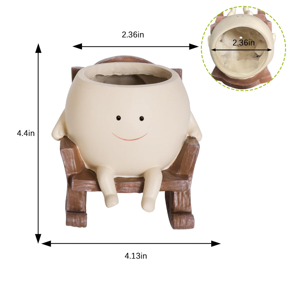 UMESONG Smiling Face Planter Pot with succulent plant