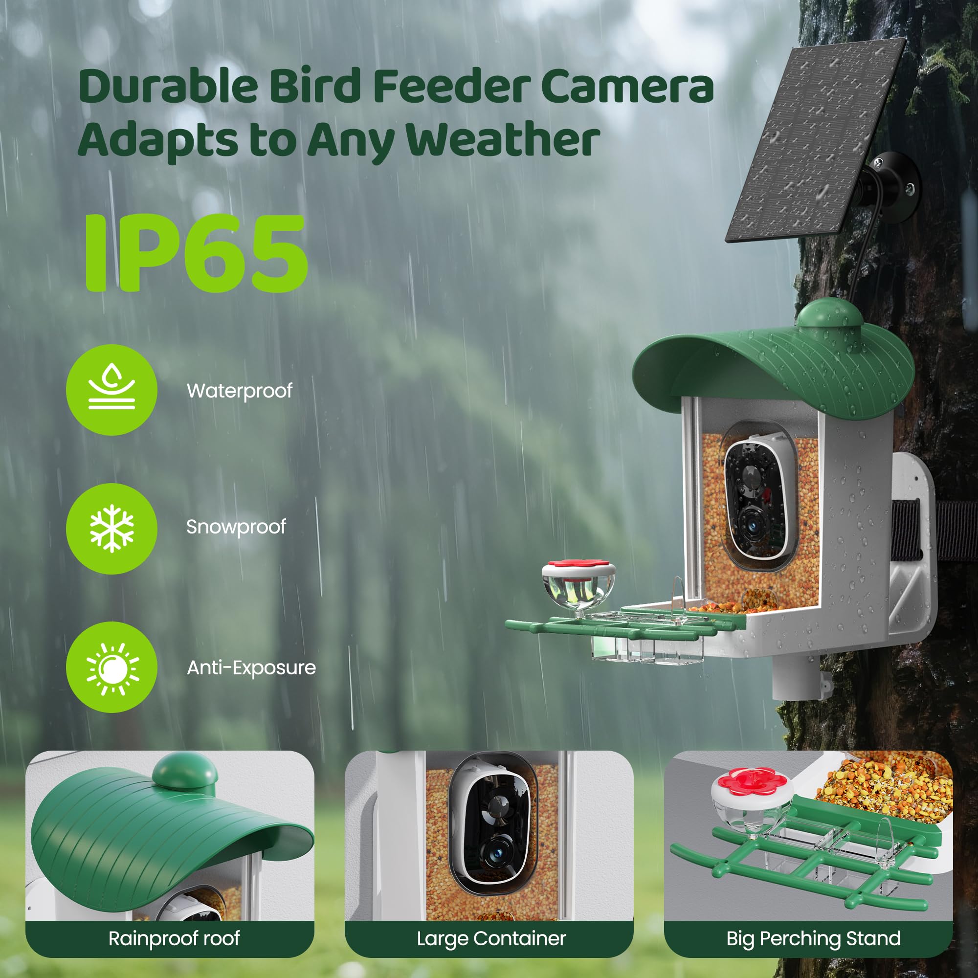 UMOCUOY Bird Feeder solar panel installation