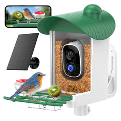 UMOCUOY Bird Feeder with Camera front view showing solar panel