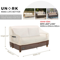 UNARK 3-Seater Couch Cover beige showing secure fit