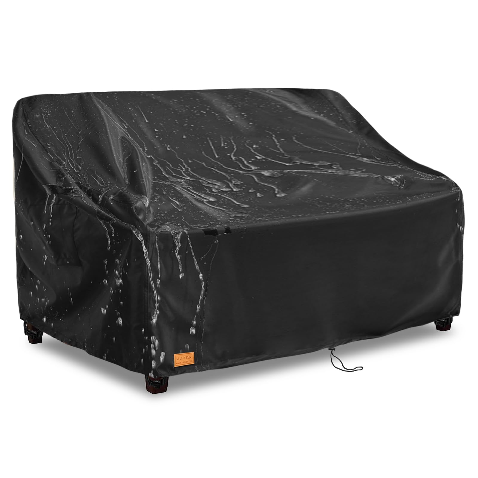 UNARK Outdoor 3-Seater Sofa Cover in Black, front view