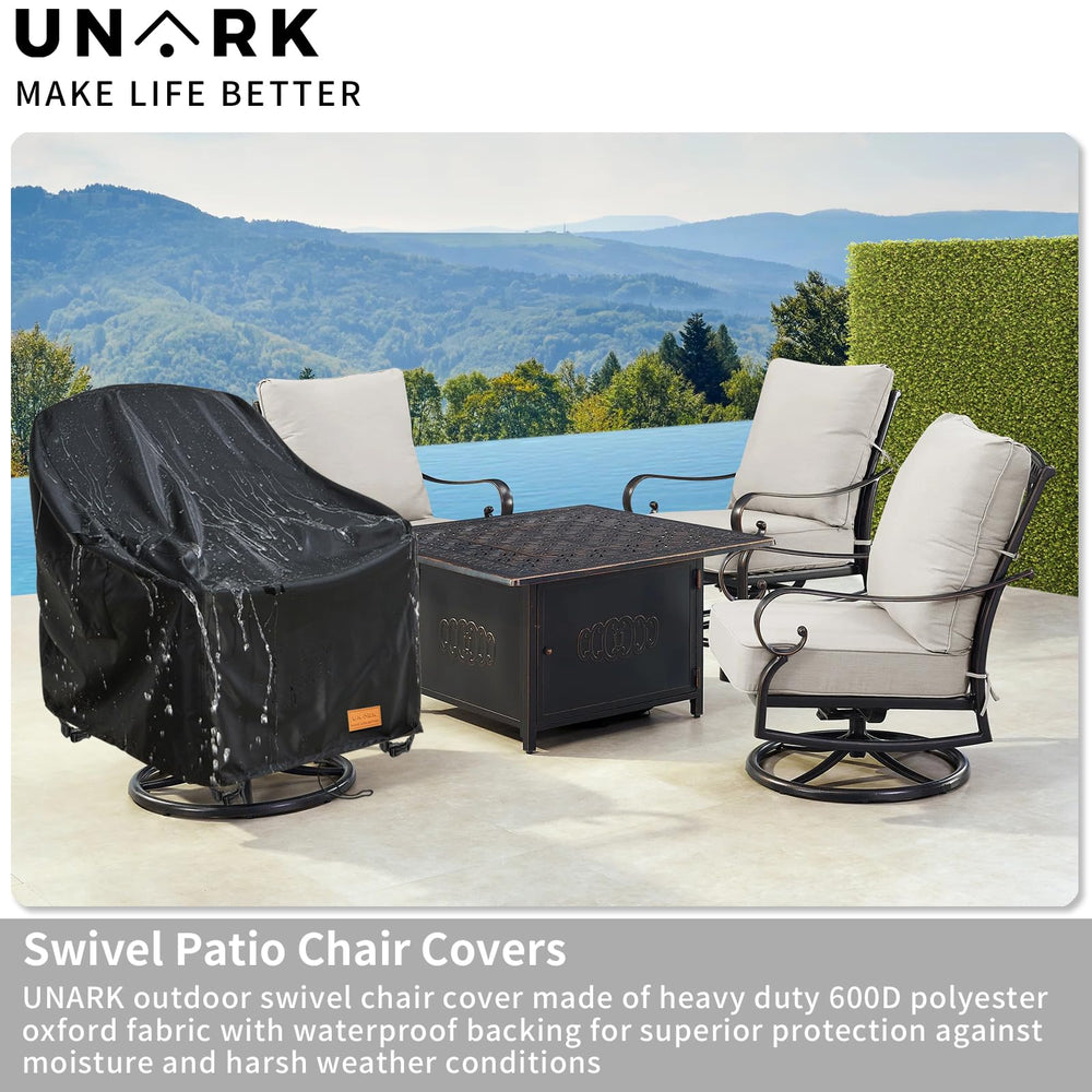 UNARK Outdoor Swivel Chair Cover in storage bag