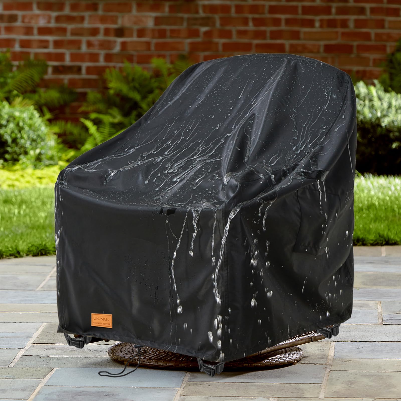 UNARK Outdoor Swivel Chair Cover on patio furniture