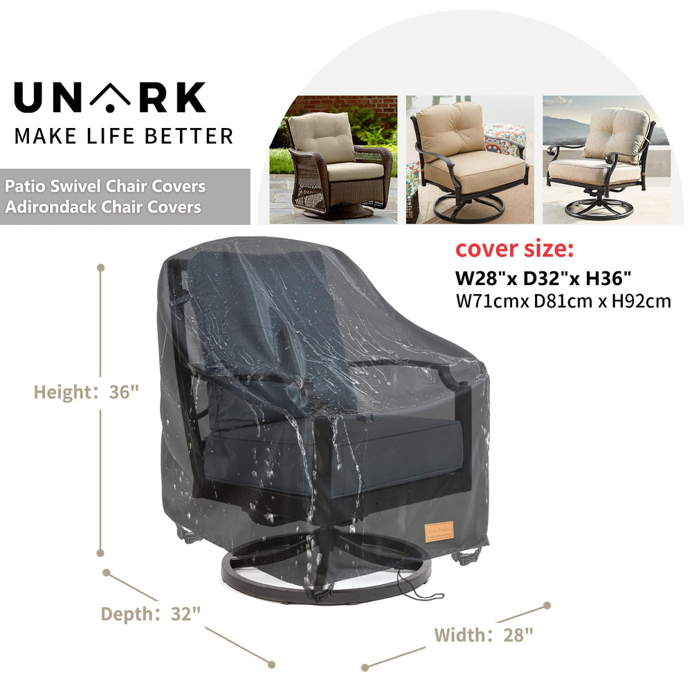 UNARK Outdoor Swivel Chair Cover side view with chair