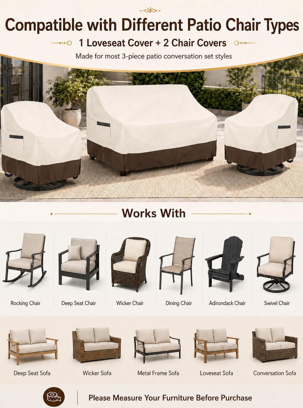 UNARK patio furniture covers set protecting outdoor furniture from rain