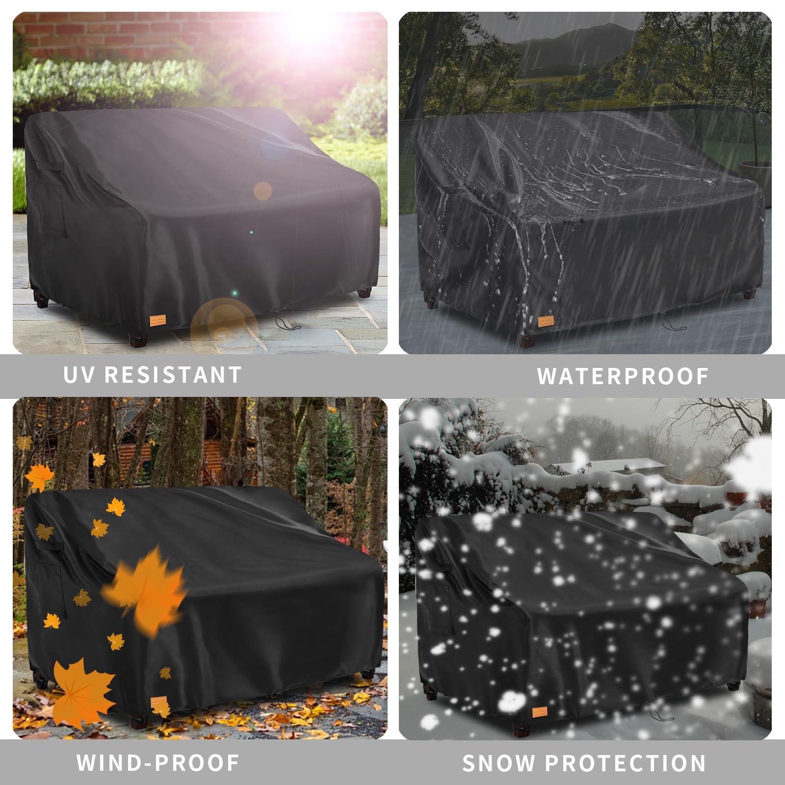 UNARK sofa cover displayed on a patio furniture set