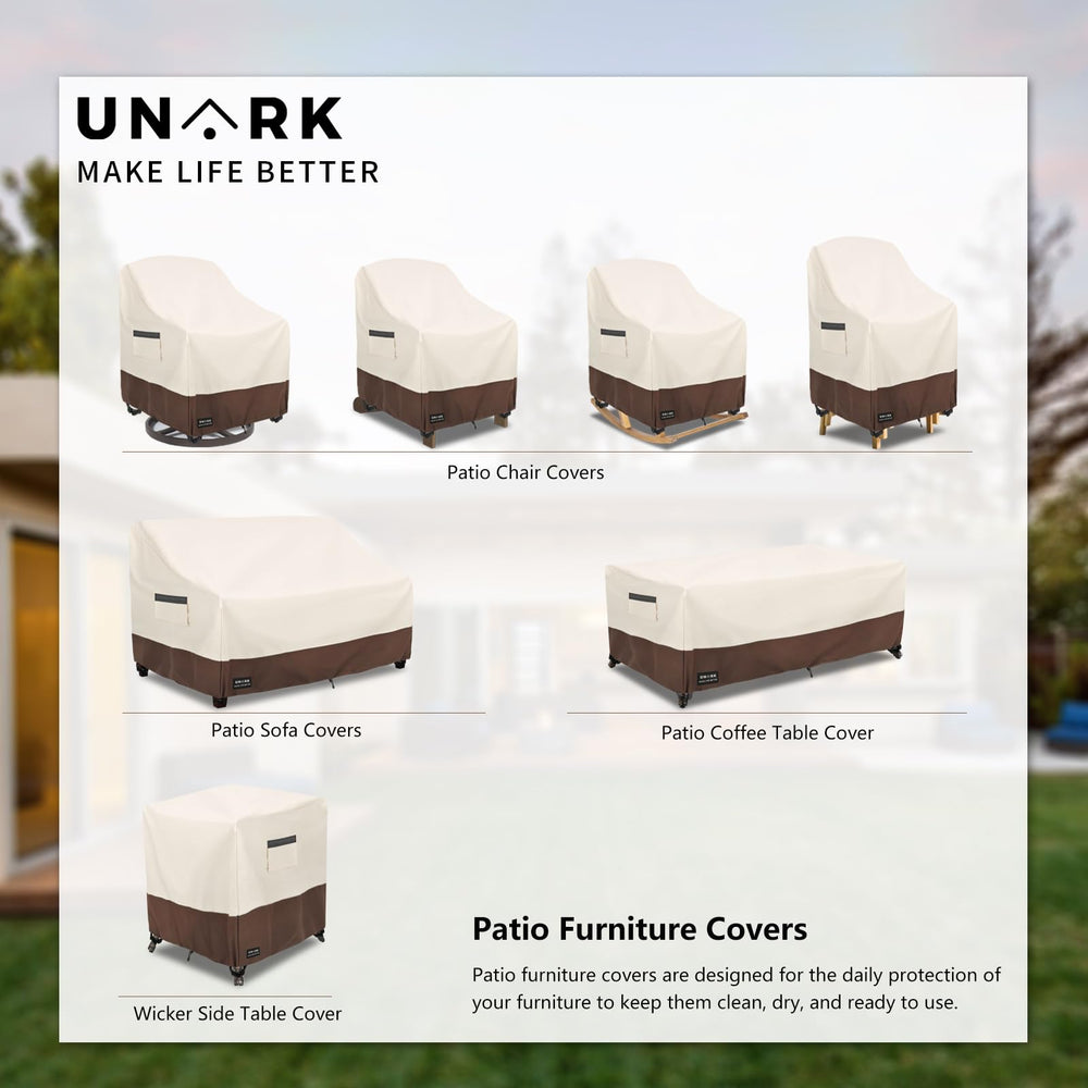UNARK Swivel Patio Chair Cover in outdoor setting